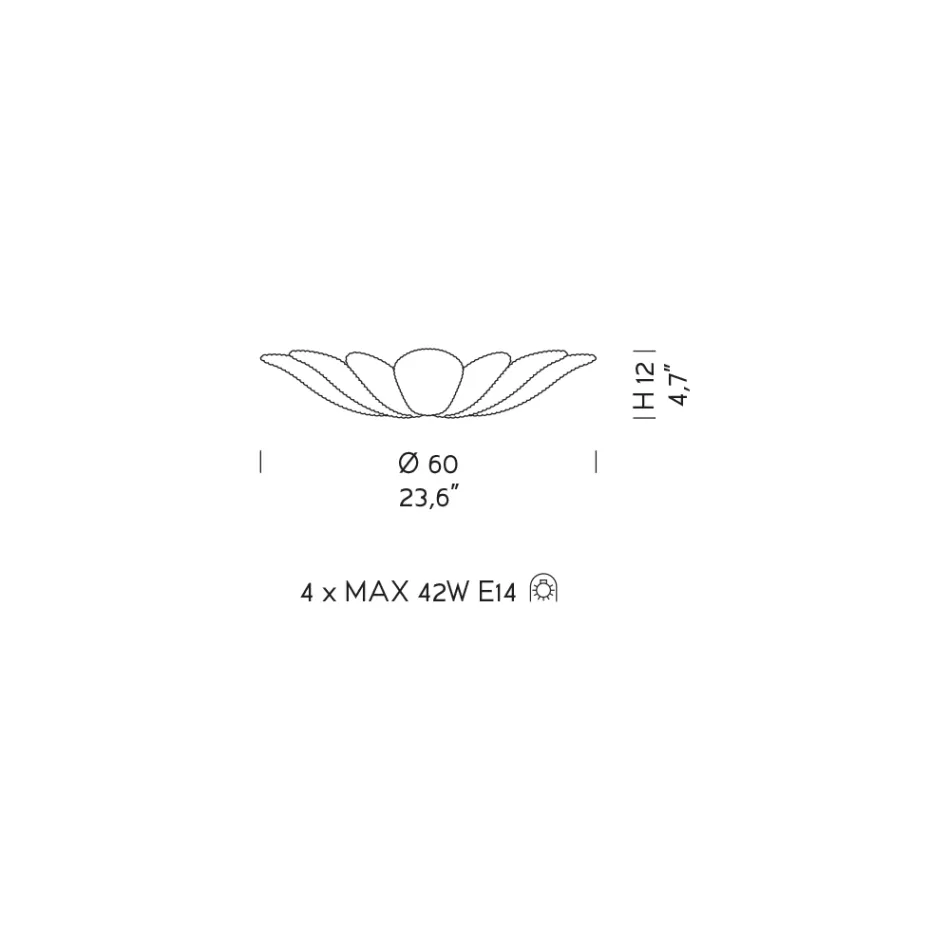 Plafoniera in Vetro Veneziano e Metallo Bianco Made in Italy - Artemide Viadurini