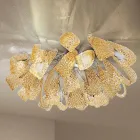 Plafoniera in Vetro Veneziano e Metallo, Fatta a Mano in Italia - Diamonique Viadurini