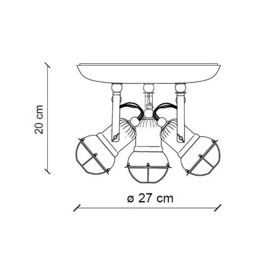 Plafoniera Industriale 3 Faretti in Ferro e Ceramica Artigianale - Loft Viadurini