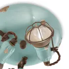 Plafoniera Industriale 3 Faretti in Ferro e Ceramica Artigianale - Loft Viadurini