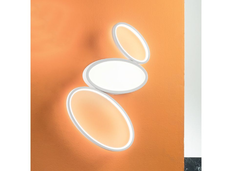 Plafoniera Moderna in Metallo Bianco o Oro a LED Dimmerabile - Raissa Viadurini