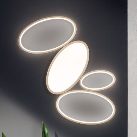 Plafoniera Moderna in Metallo Bianco o Oro a LED Dimmerabile - Raissa Viadurini