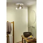 Plafoniera Rotonda 3 Faretti in Ottone e Ceramica Dipinta a Mano - Savona Viadurini