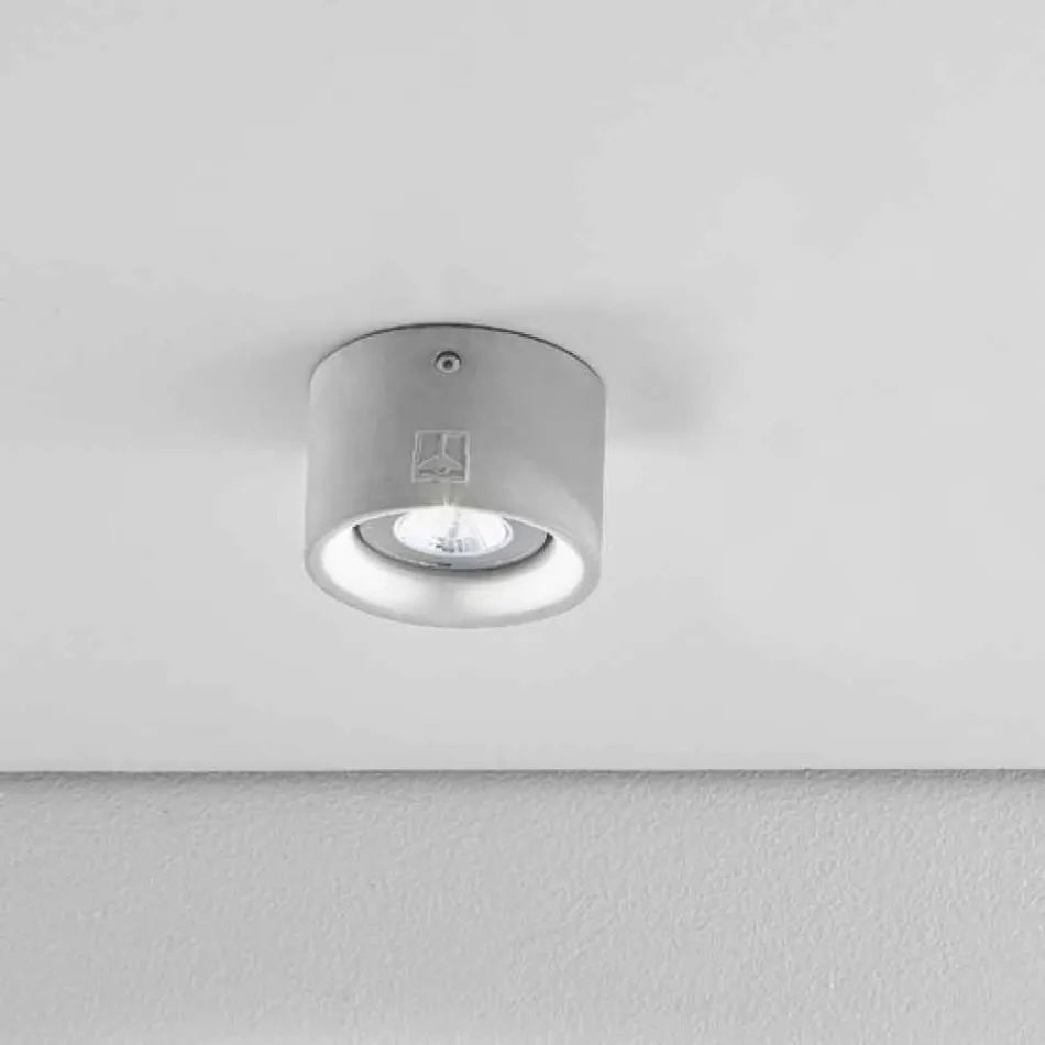 Plafoniera rotonda a Led in cemento o gesso Nadir 8 Aldo Bernardi Viadurini