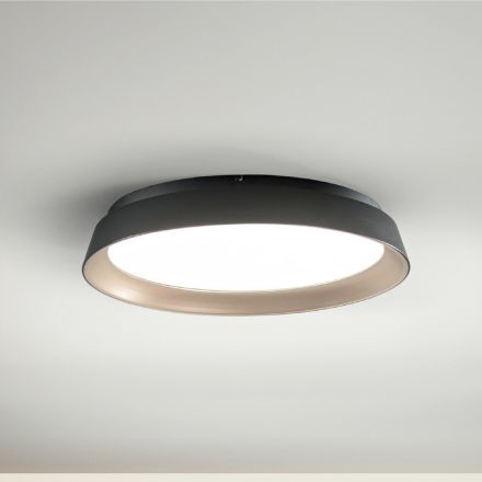 Plafoniera Rotonda a LED in Metallo Nero e Oro Design Moderno - Rondola Viadurini