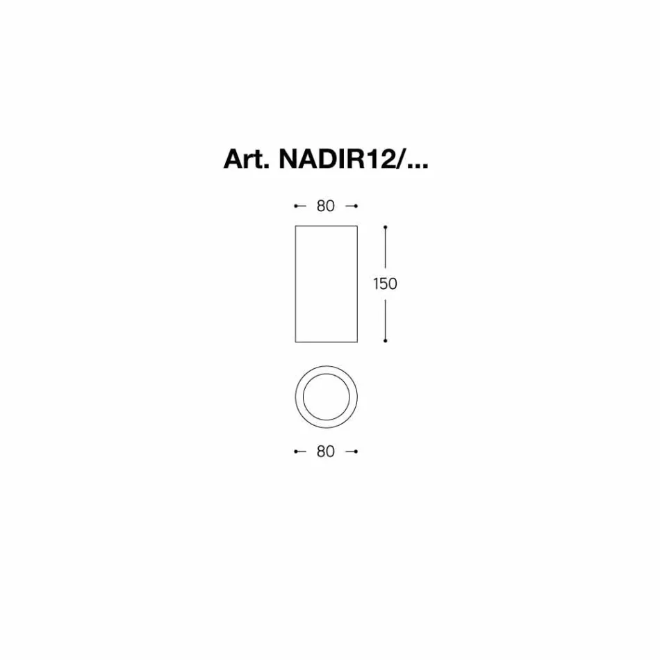 Plafoniera rotonda in cemento o gesso Nadir 12 di Aldo Bernardi Viadurini