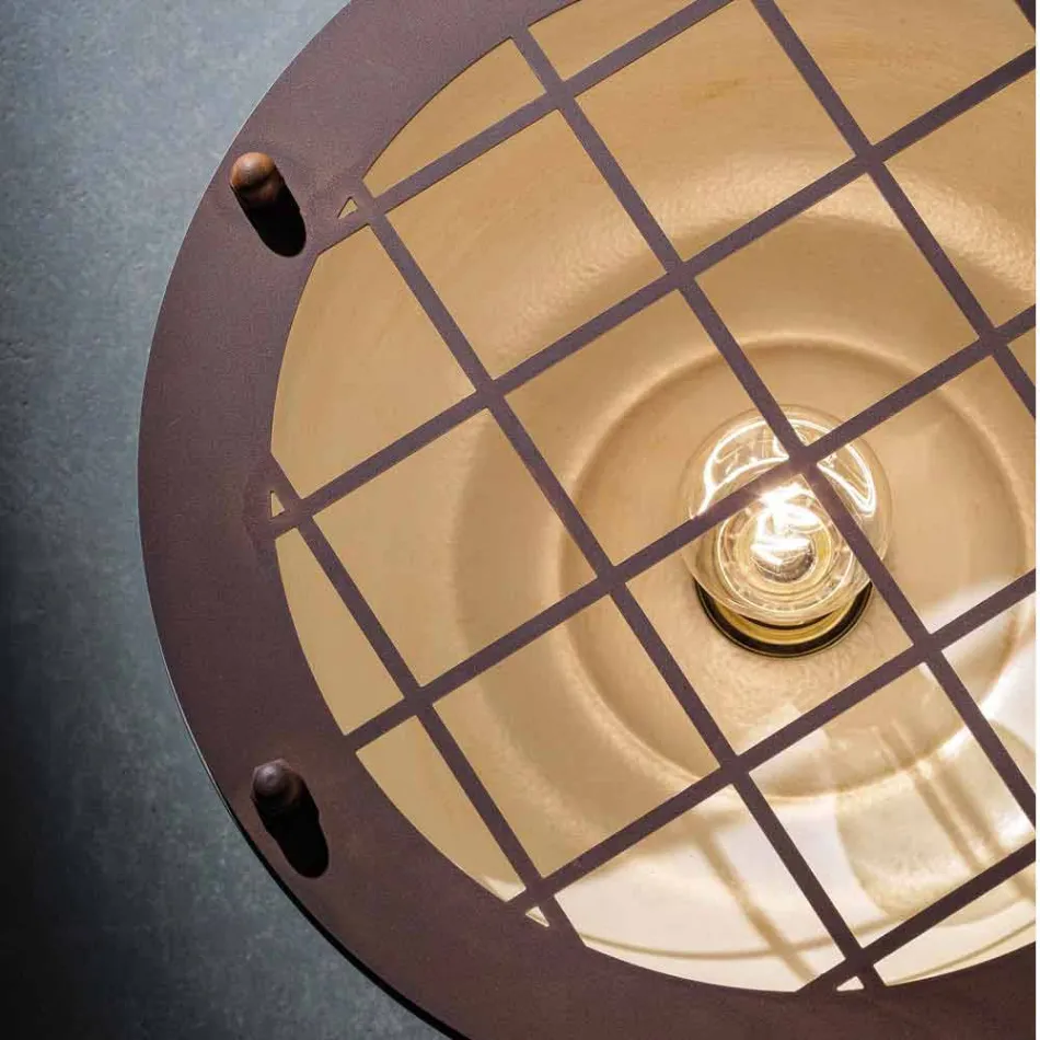 Plafoniera stile nautico in ceramica con griglia Mary Ferroluce Viadurini