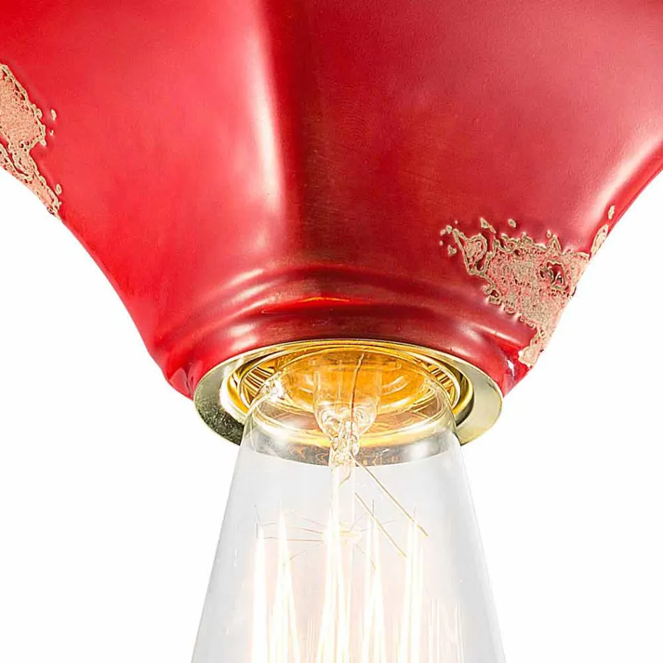 Plafoniera vintage in ceramica a base quadrata Ashley Ferroluce Viadurini