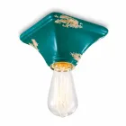 Plafoniera vintage in ceramica a base quadrata Ashley Ferroluce Viadurini