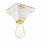 Plafoniera vintage in ceramica a base quadrata Ashley Ferroluce Viadurini