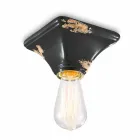 Plafoniera vintage in ceramica a base quadrata Ashley Ferroluce Viadurini