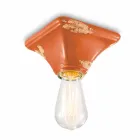 Plafoniera vintage in ceramica a base quadrata Ashley Ferroluce Viadurini