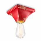 Plafoniera vintage in ceramica a base quadrata Ashley Ferroluce Viadurini