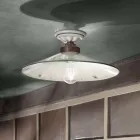 Plafoniera Vintage in Ceramica e Ferro Fatta a Mano in 3 Misure - Asti Viadurini