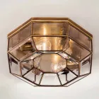 Plafoniera Vintage in Ottone Brunito e Vetro 2 Misure - Rilegato by Il Fanale Viadurini