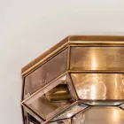 Plafoniera Vintage in Ottone Brunito e Vetro 2 Misure - Rilegato by Il Fanale Viadurini