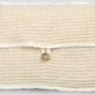 Pochette in Cotone Nido d'Ape Bianco Naturale con Bottone Madreperla - Anteha Viadurini