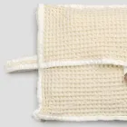 Pochette in Cotone Nido d'Ape Bianco Naturale con Bottone Madreperla - Anteha Viadurini