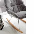 Poltrona a dondolo con cuscino soft grigio sfoderabile moderna Acacia Viadurini