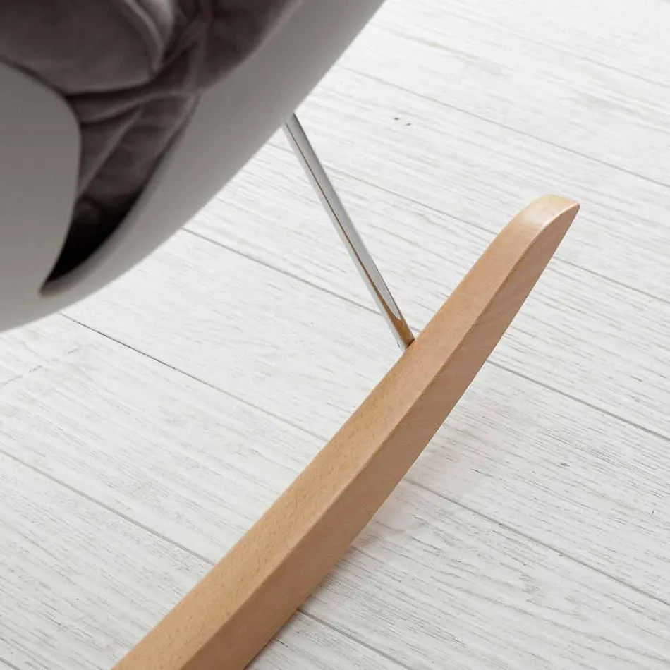 Poltrona a dondolo con cuscino soft grigio sfoderabile moderna Acacia Viadurini