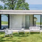 Poltrona a Dondolo da Esterno in Legno Massello e Tessuto – Smart by Varaschin Viadurini