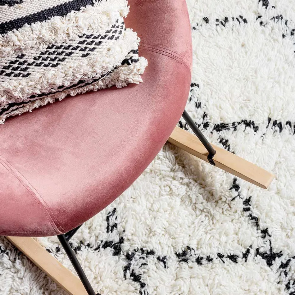 Poltrona a Dondolo Imbottita Effetto Velluto Design Scandinavo - Pippy Viadurini