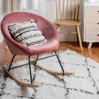 Poltrona a Dondolo Imbottita Effetto Velluto Design Scandinavo - Pippy Viadurini