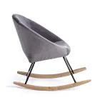 Poltrona a Dondolo Imbottita Effetto Velluto Design Scandinavo - Pippy Viadurini