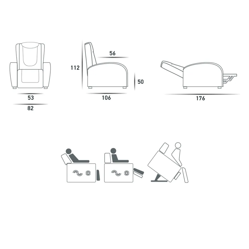 Poltrona alzapersona 2 motori con massaggio shiatsu made in Italy Bria Viadurini