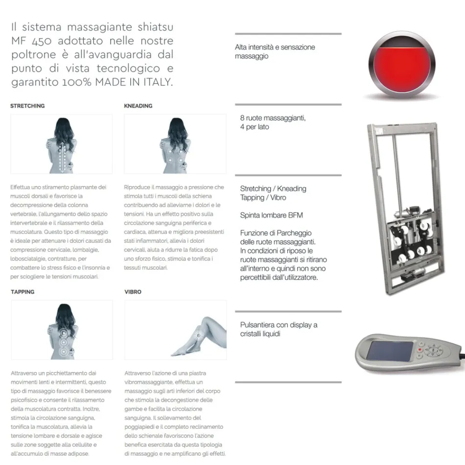 Poltrona alzapersona 2 motori con massaggio shiatsu made in Italy Bria Viadurini