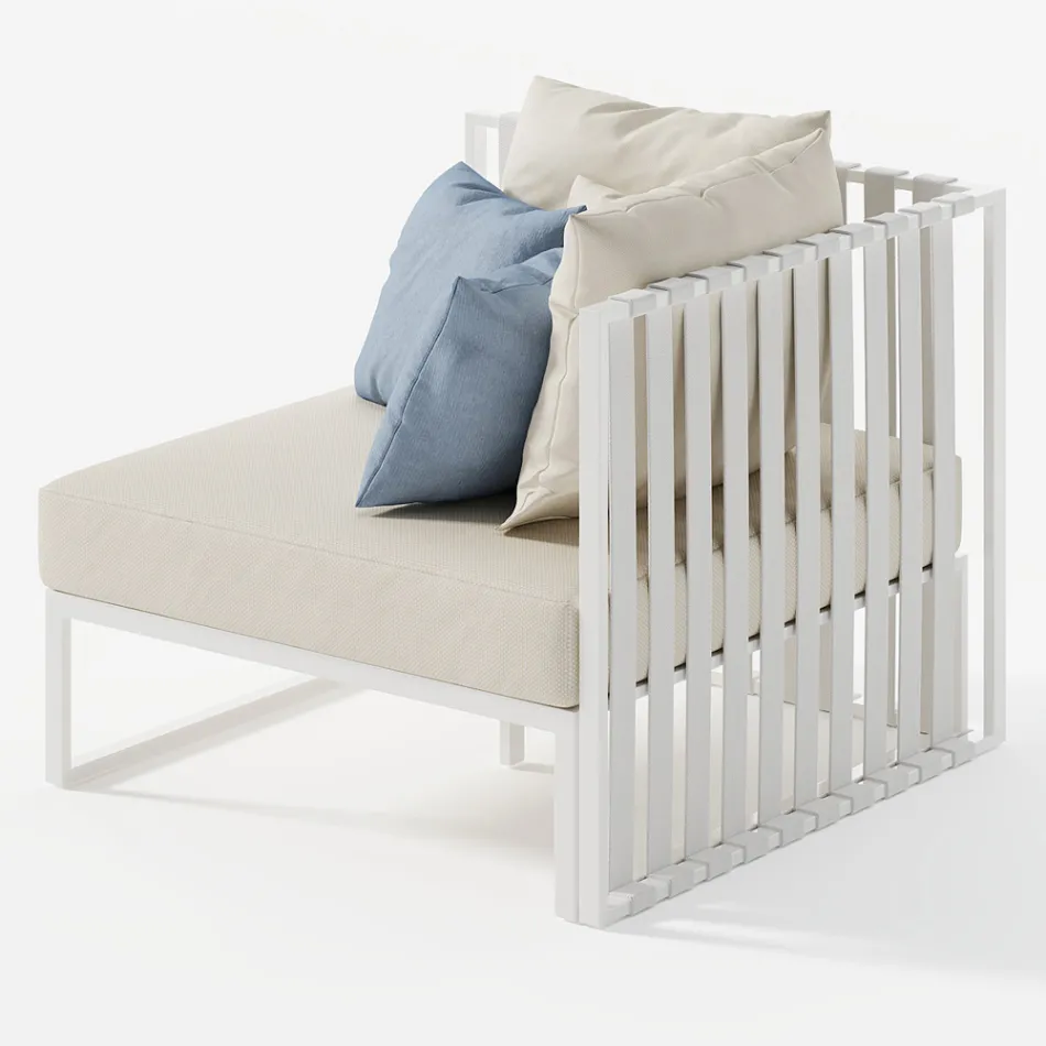 Poltrona Angolare Destra da Esterno in Alluminio e Cinghie Made in Italy - Juliediv Viadurini