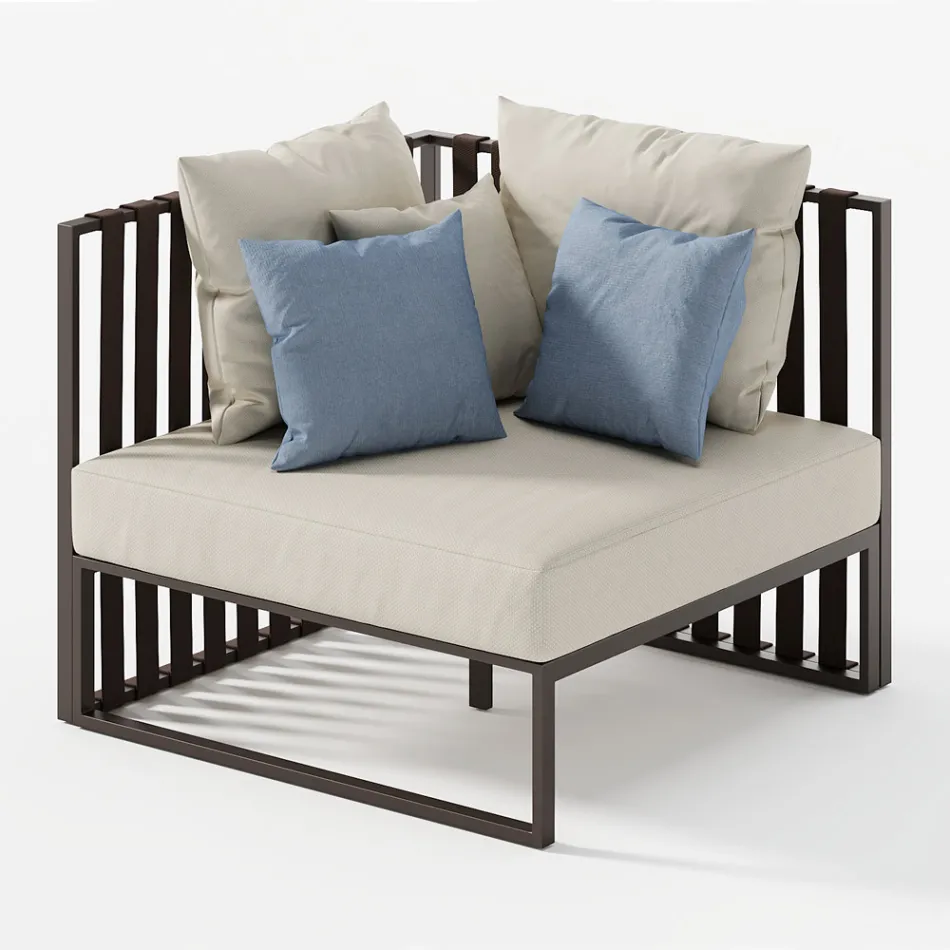 Poltrona Angolare Destra da Esterno in Alluminio e Cinghie Made in Italy - Juliediv Viadurini