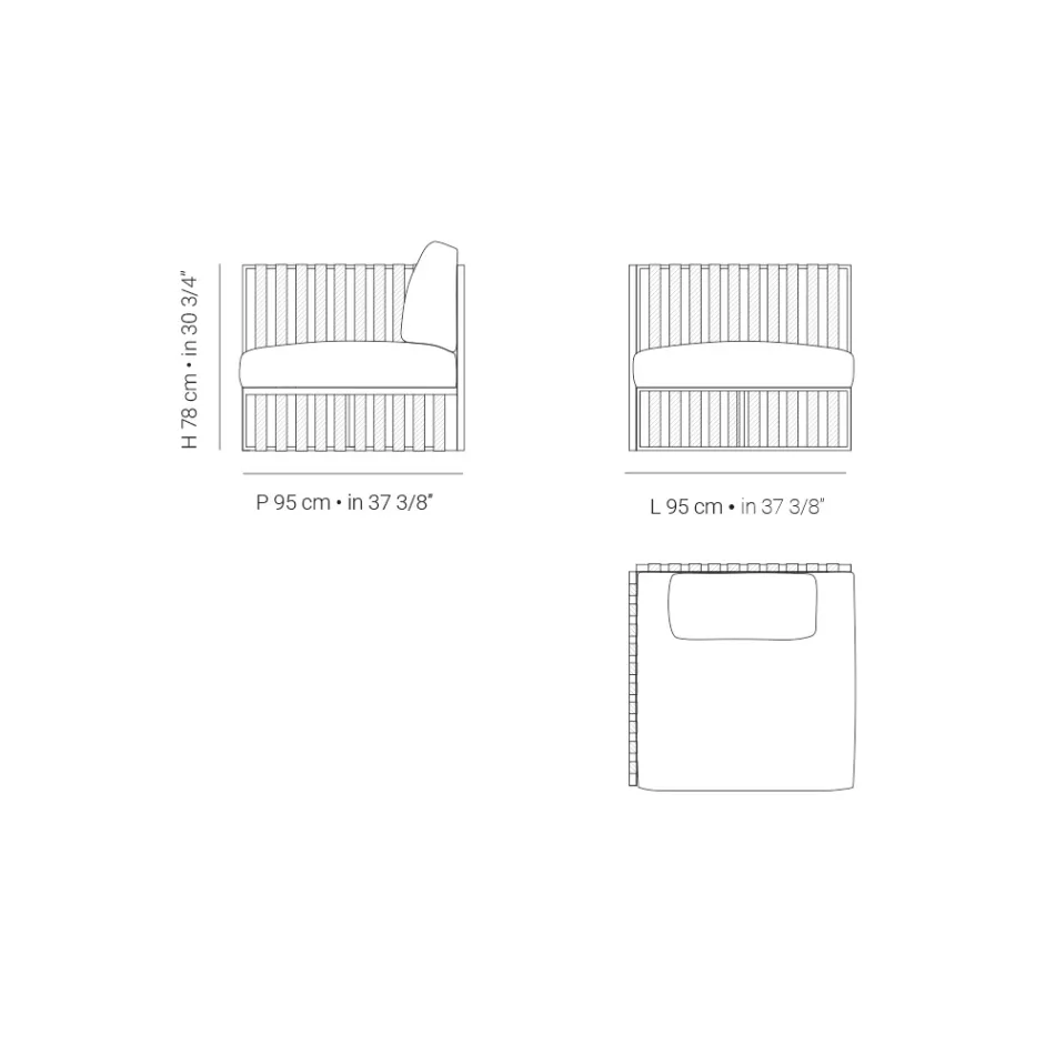 Poltrona Angolare Destra da Esterno in Alluminio e Cinghie Made in Italy - Juliediv Viadurini