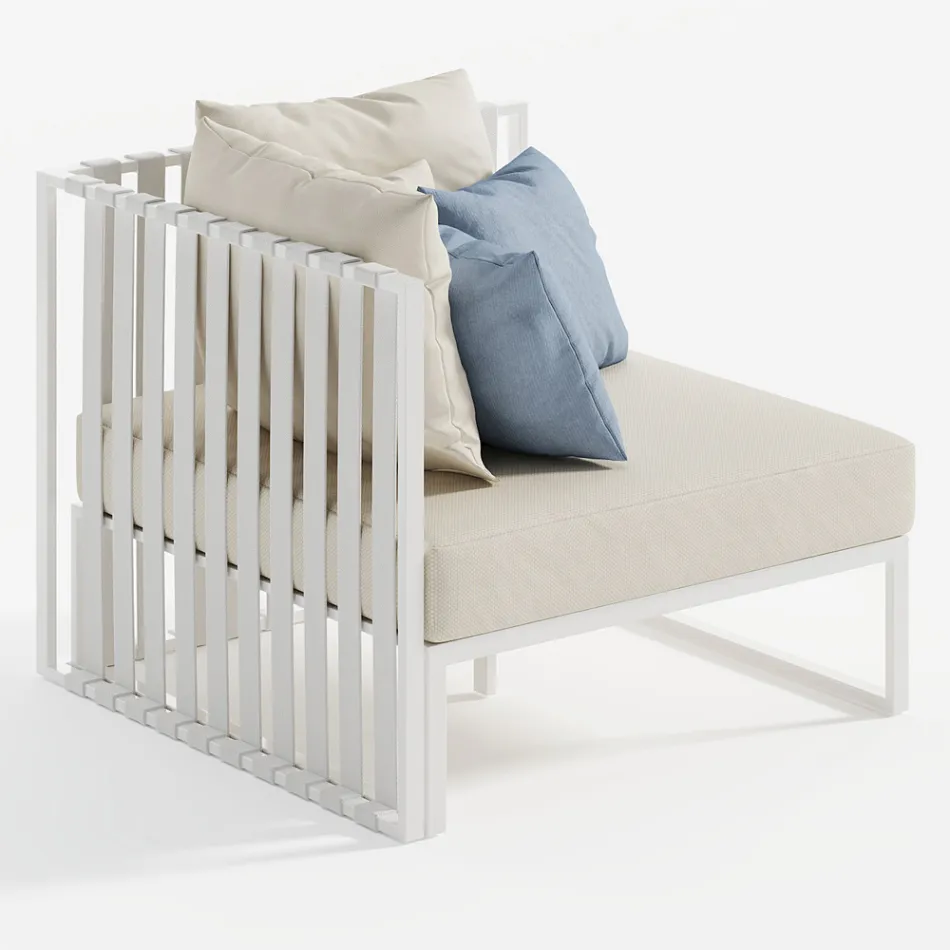 Poltrona Angolare Sinistra da Esterno in Alluminio e Cinghie Made in Italy - Juliediv Viadurini