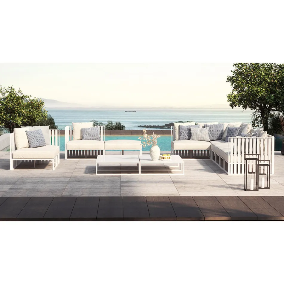 Poltrona Angolare Sinistra da Esterno in Alluminio e Cinghie Made in Italy - Juliediv Viadurini