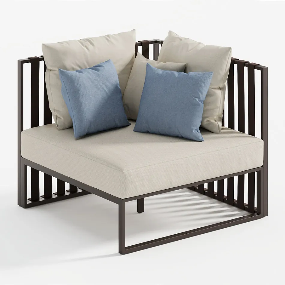 Poltrona Angolare Sinistra da Esterno in Alluminio e Cinghie Made in Italy - Juliediv Viadurini