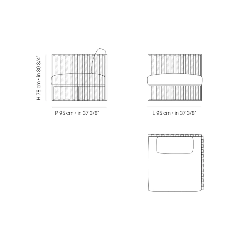 Poltrona Angolare Sinistra da Esterno in Alluminio e Cinghie Made in Italy - Juliediv Viadurini