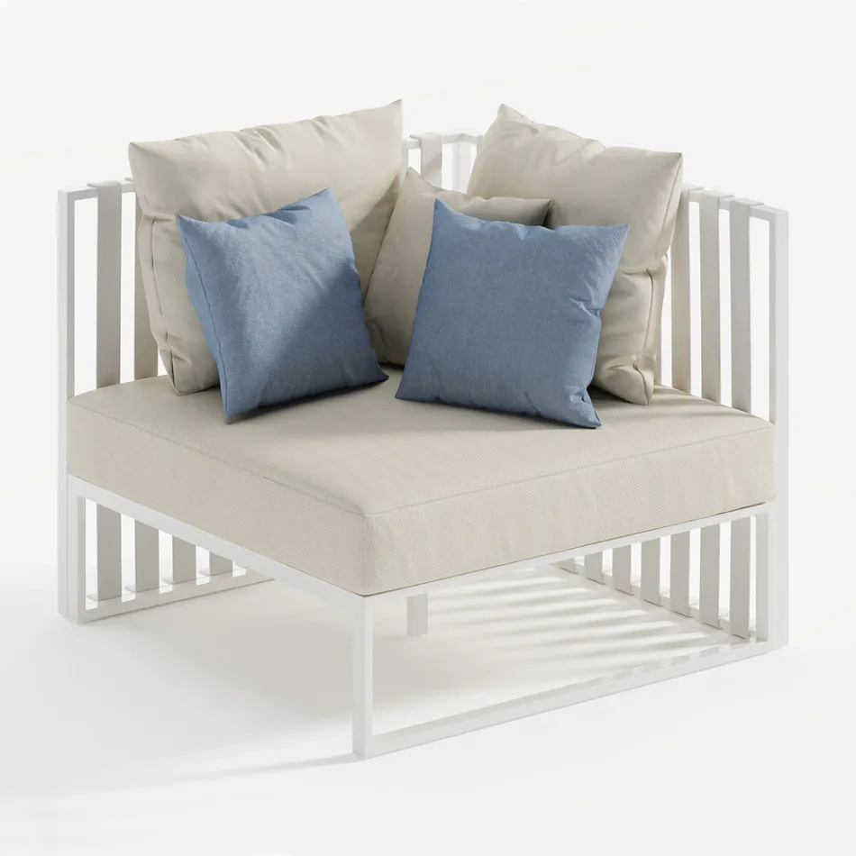 Poltrona Angolare Sinistra da Esterno in Alluminio e Cinghie Made in Italy - Juliediv Viadurini