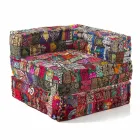 Poltrona Chaise Longue di Design Etnico in Cotone Patchwork, per Salotto – Fibra Viadurini