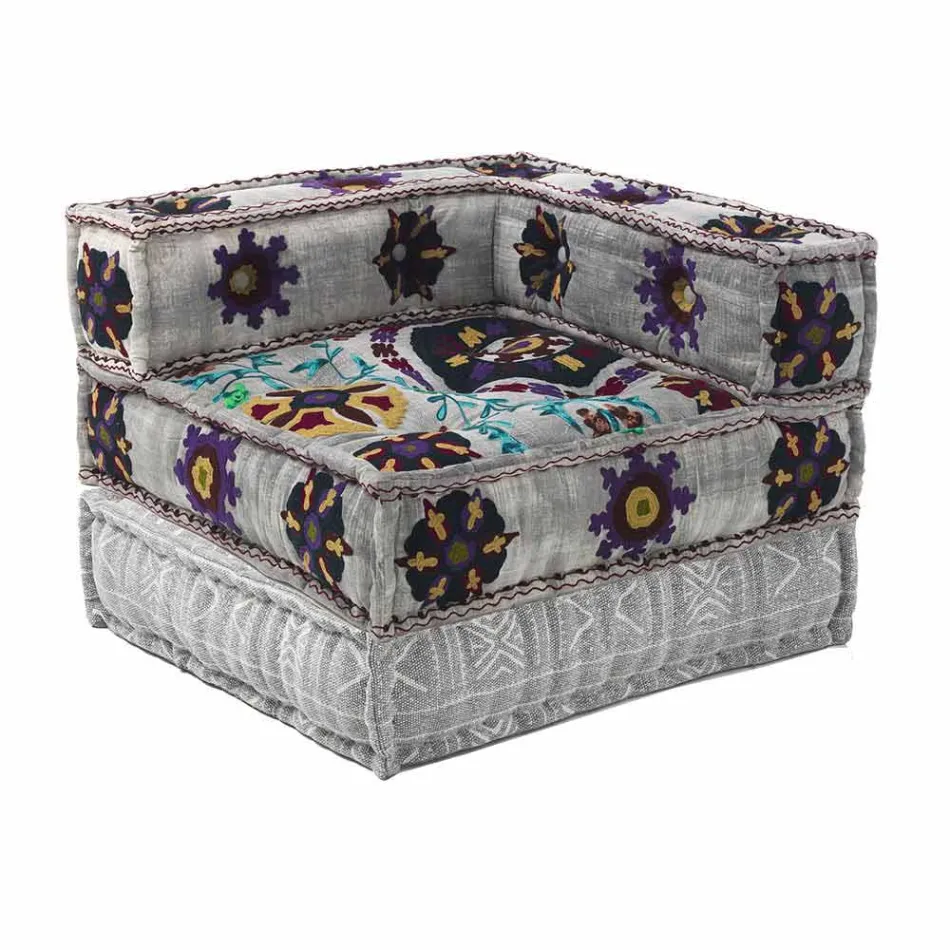 Poltrona Chaise Longue di Design Etnico in Cotone Patchwork, per Salotto – Fibra Viadurini