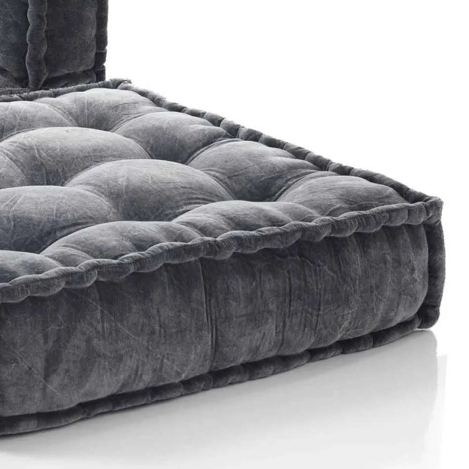 Poltrona Chaise Longue di Design etnico in Velluto Grigio o Blu Bianco – Fibra Viadurini