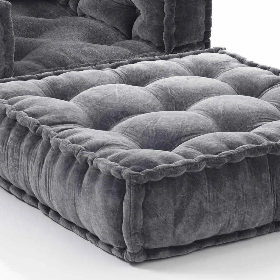 Poltrona Chaise Longue di Design etnico in Velluto Grigio o Blu Bianco – Fibra Viadurini