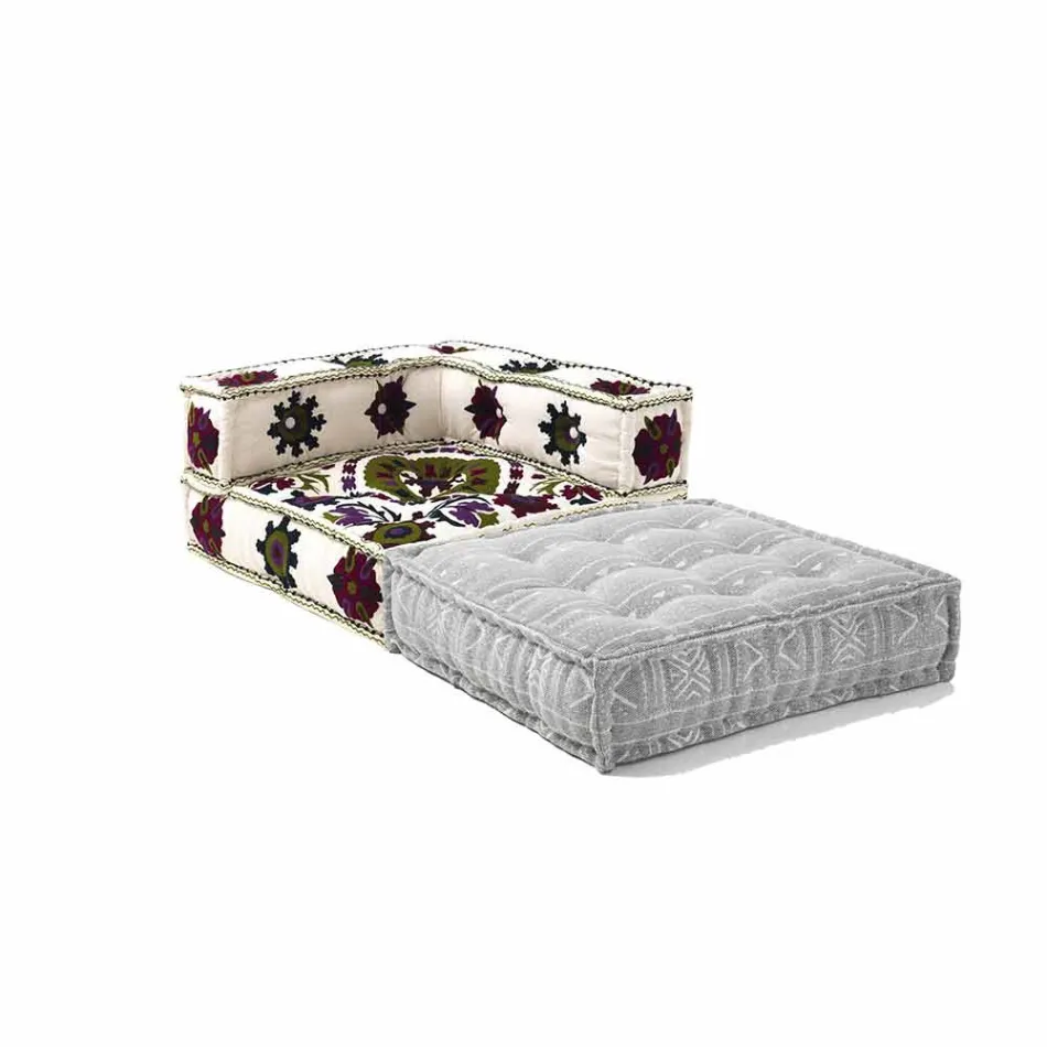 Poltrona Chaise Longue in Cotone Patchwork da Salotto di Design etnico – Fibra Viadurini