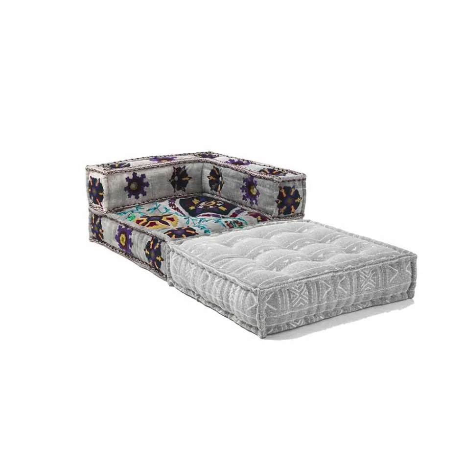 Poltrona Chaise Longue in Cotone Patchwork da Salotto di Design etnico – Fibra Viadurini