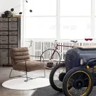 Poltrona Classica in Acciaio ed Ecopelle Marrone o Nera Design - Kendy Viadurini