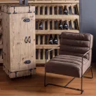 Poltrona Classica in Acciaio ed Ecopelle Marrone o Nera Design - Kendy Viadurini