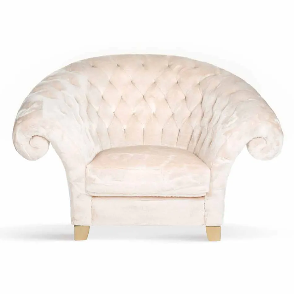Poltrona classica in ecopelliccia lavorata capitonnè Balma Viadurini