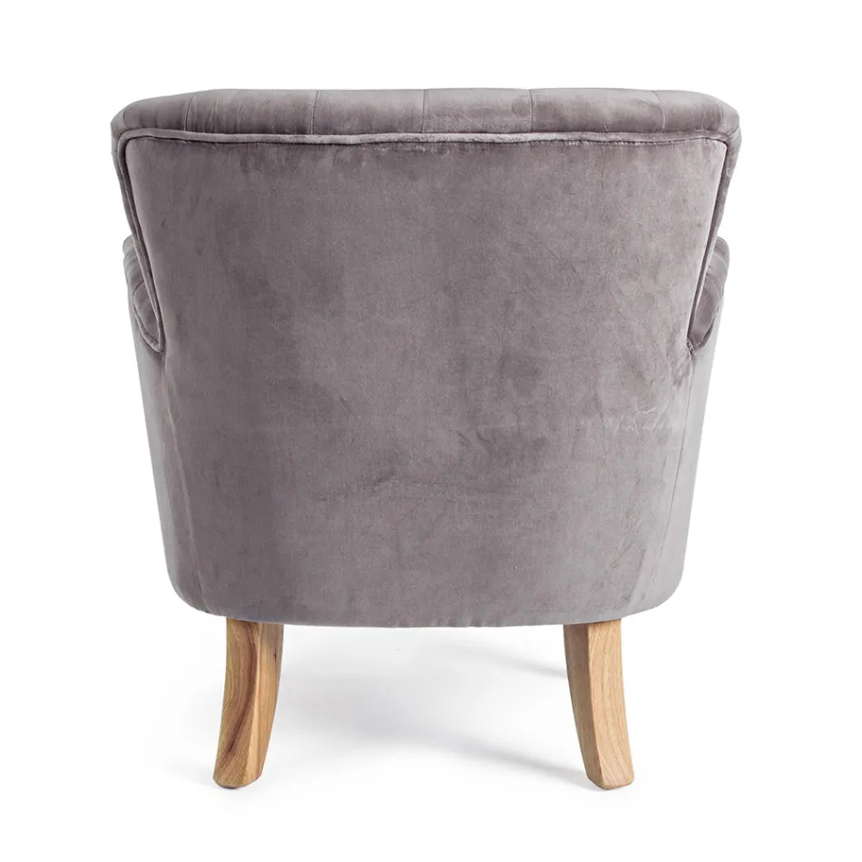 Poltrona Classica in Legno e Seduta Imbottita in Cotone Trapuntato - Monny Viadurini