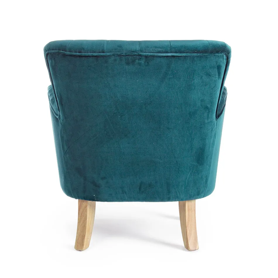 Poltrona Classica in Legno e Seduta Imbottita in Cotone Trapuntato - Monny Viadurini