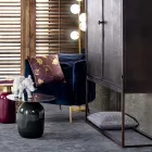 Poltrona Classica in Legno Imbottita Effetto Velluto Homemotion - Nichy Viadurini